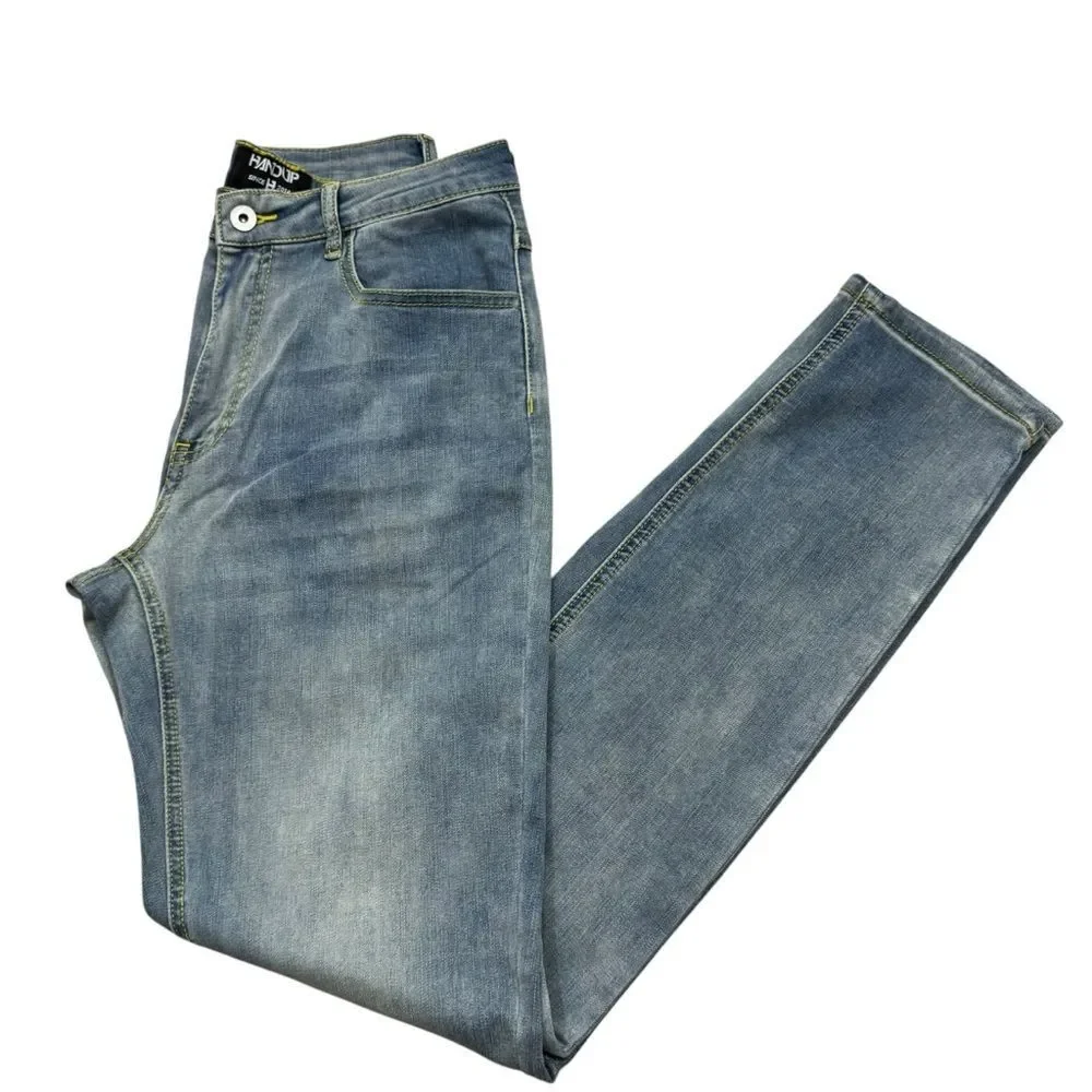 Mens Hand Up Brand Stretch Jeans in Light Blue Size 32x32